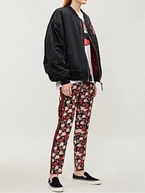 THE KOOPLES Sport Floral Silk Side Stripe High Waist Pants Size 2/ Medium